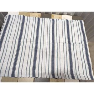 King Size Sham Pillowcase Set Waverly Nautical Coastal Beach House Blue Stripes